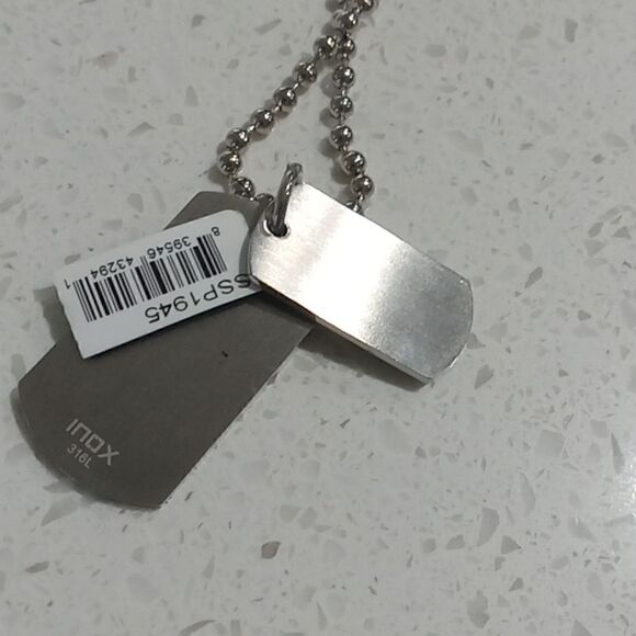 INOX Jewelry silver tone steel necklace with 2 mini charms NWT SSP1945 - Picture 3 of 4